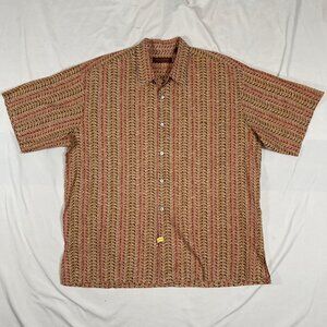 Men's Tori Richard Honolulu Shirt Size XL Cotton Lawn Made USA Geometric Orange